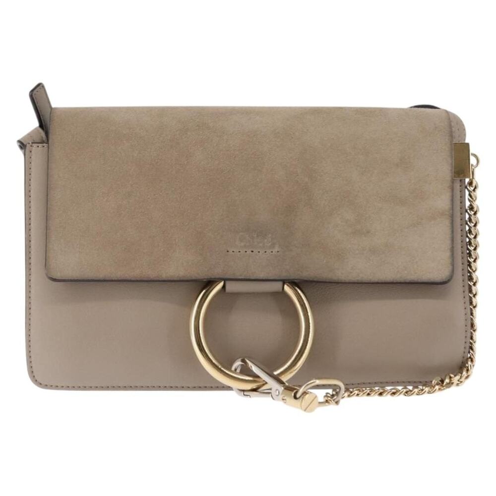 Chloe Suede Leather Fay Shoulder Bag Beige